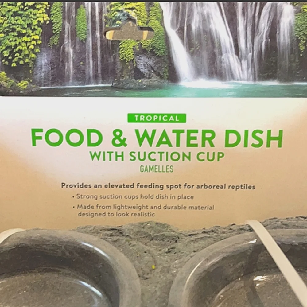 New! THRIVE Tropical Food & Water Dish with Suction Cups.